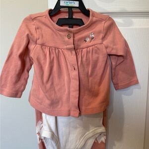Carter's Coral Cardigan and White Onesie Set